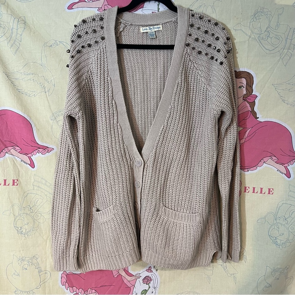 Love By Design Taupe Studded Cardigan